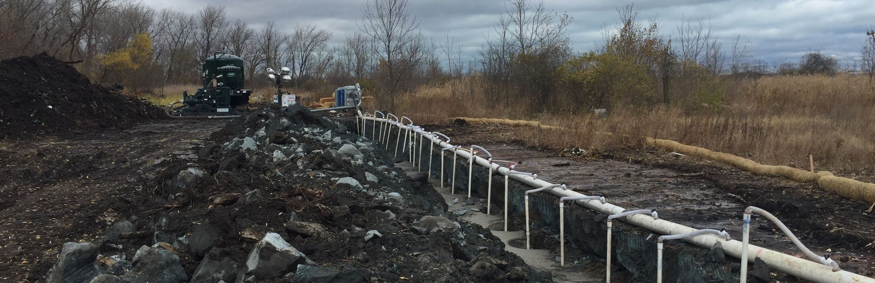 Image of the dewatering process occurring in dirt